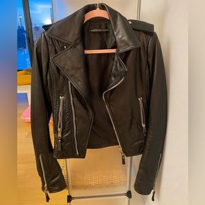 Balenciaga black lambskin classic biker leather jacket